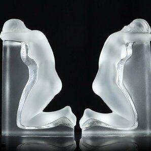 魁◆本物保証 LALIQUE ラリック レブリー ブックエンド クリスタルガラス 高さ22.5㎝ 本立て ブックスタンド 裸婦の画像4
