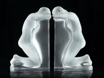 魁◆本物保証 LALIQUE ラリック レブリー ブックエンド クリスタルガラス 高さ22.5㎝ 本立て ブックスタンド 裸婦_画像3