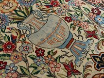 魁◆高級ペルシャ絨毯 イラン イスファハン産 ウール×シルク 手織り 116×70㎝ 花鳥図_画像6