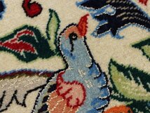 魁◆高級ペルシャ絨毯 イラン イスファハン産 ウール×シルク 手織り 116×70㎝ 花鳥図_画像7