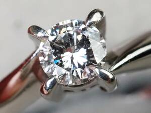 【3272D】鑑定書付き 上質 天然ダイヤモンド E/VS-1/0.25ct/4.8g/Pt900プラチナ リング指輪 ♯21