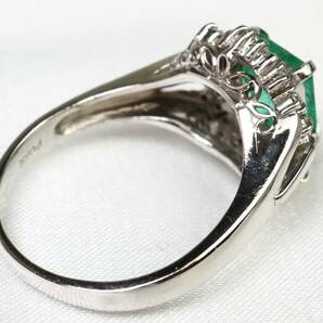 【3331P】鑑別付 Pt900プラチナ 天然エメラルド 天然ダイヤモンド E 1.78ct/D 0.30ct/8.5g リング 指輪 ♯16の画像8