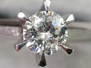 【3449A】Pt900プラチナ 天然ダイヤモンド 0.45ct/4.1g リング 指輪 ♯10