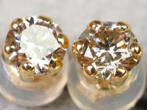 【3511A】K18ゴールド 天然ダイヤモンド 計0.32ct/0.16ct/0.16ct/0.3g ピアス