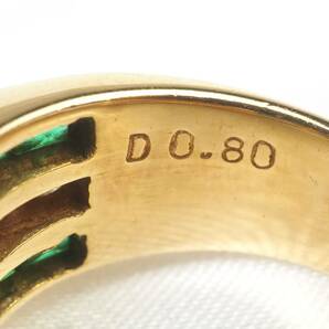 【3540M】K18ゴールド 天然エメラルド 天然ダイヤモンド E 2.50ct/D 0.80ct/8.2g リング 指輪 ♯12.5の画像10