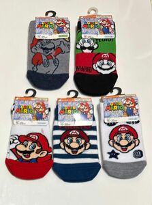 バンダイ☆スーパーマリオ☆マリオ☆ルイージ☆スター☆キッズソックス☆靴下☆5足まとめて【サイズ15-20cm】