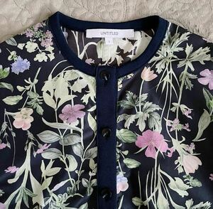  Untitled floral print blouson navy blue light pink light purple light orange light green botanikaru button polyester 100% light weight 1 made in Japan UNTITLE