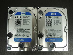 【2台まとめ売り/検品済み】WD 3TB HDD WD30EZRZ 【使用時間39h・39h】 管理:イ-25