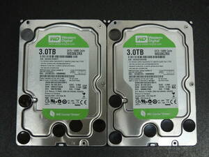 【2台まとめ売り/検品済み】WD 3TB HDD WD30EZRX 【使用時間1038h・1039h】 管理:イ-40