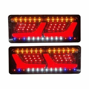 [12V] 送料無料！ トラック テール ランプ LED ライト 2連 シーケンシャル 流れる ウィンカー テールランプ 2個セット L型 チューブ