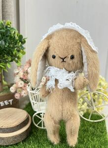 ミニチュアテディベア　teddybear テディラビット　ハンドメイド　ぬいぐるみ　doll miniature handmade rabbit うさぎ