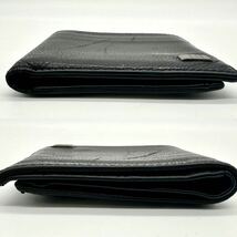 【極美品】 ダンヒル dunhill 財布 二つ折り財布 サイフ wallet ロゴプレート メンズ ブラック シボ革_画像3