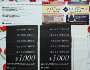 【即日・匿名】送料無料★鉄人化計画 カラオケの鉄人　株主優待 10,000円分★ラーメンギフトセットorスパークリングワインチケット1枚　