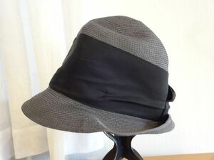 A Made In ITALY B　レディース・婦人用　クロッチェ ペーパーハット 紺色帽子　サイズ５７・５cm　キャップ　帽子