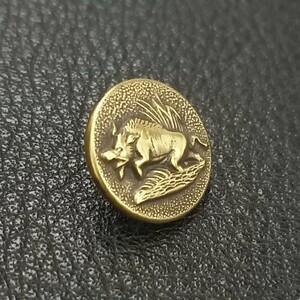 ハンティングボタン フランス ヴィンテージ french vintage hunting メタルボタン アンティーク 動物ボタン 補修 猪 イノシシ 15.5mm