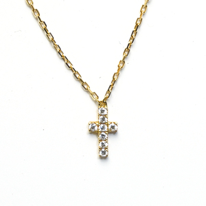  Ahkah Cross pave necklace K18YG diamond 0.05ct AHKAH VC0155010100