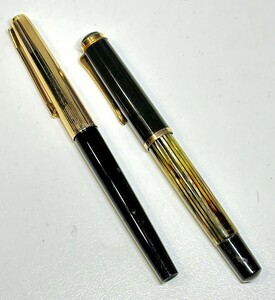 中古文具 Pelikan(ペリカン)万年筆2本セット ペン先 14C-585、750 18C刻印 ジャンク扱い品