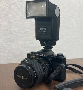 【 minolta カメラ・レンズ・社外フラッシュ セット 】【 X-7 】【 MD 35-70 f/3.5 】【 sunpak auto 26dx 】一眼レフ フィルム 動作未確認