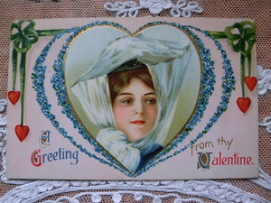 アンティーク　古いポストカード・絵葉書 　* バレンタインカード * ブランデージ/クラップサドル 1912年消印 　 