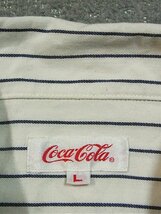 ＣＯＣＡ・ＣＯＬＡ　コカ・コーラ　コーラシャツ　Ｌサイズ　ストライプ　刺繍ワッペン_画像5