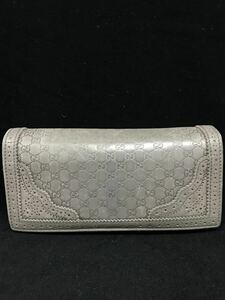 F35★GUCCI グッチ 長財布　財布 GGロゴ レザー グレーカラー