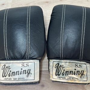 Winning ウイニング パンチンググローブ ボクシンググローブ 旧ロゴ ブラック 天然皮革 黒の画像1