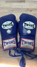売り切り 本革 ボクシンググローブ TWINS SPECIAL 12 　パンチンググローブ　革製 タイ製　ビンテージ　本格　ブルー　青_画像1