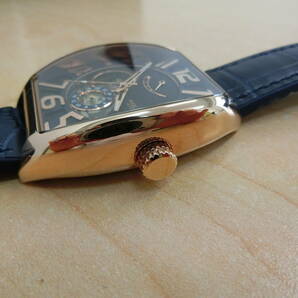 (633) 極美品 稼働 良品 箱付 エンジェルクローバー AT/自動巻 DPA38 ネイビー×スケルトン文字盤 裏スケ メンズ腕時計の画像3