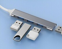 4ポートUSB シルバー ハブ USBハブ USBポート Type-C タイプC 高速 USB-C パソコン PC データ　データ移行 USB データ USB拡張 MacBook_画像2