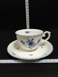 CS344.アンティーク　Noritake ノリタケ　クラフトーン カップ ソーサー ティーカップ　花柄　ブルー/60