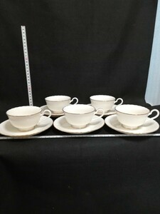 CS31310.【未使用】 Noritake ノリタケ　コンテンポラリー カップ ソーサー コーヒーカップ ティーカップ 洋食器　ホワイト　5客/80