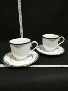 CS3141. Noritake ノリタケ LANDON ランドン カップ ソーサー 花柄 ティーカップ ペア 洋食器　2客セット/60