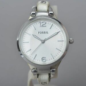 良品 FOSSILE フォッシル 腕時計 ES2829 ホワイト 稼働 クォーツ ウォッチ ジョージア レザー ブランド #N※675