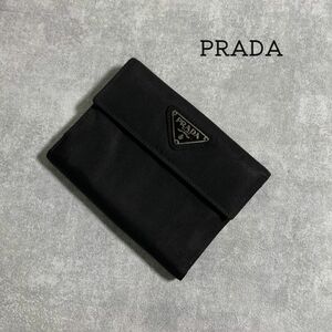PRADA プラダ 折り財布 ナイロン ブラック wホック トライアングルロゴ