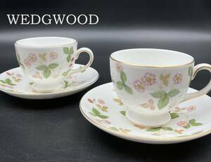 7700605-11【WEDG WOOD】ウエッジウッド ワイルドストロベリー カップ＆ソーサー 2客セット