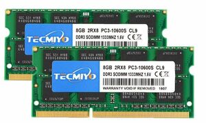 ☆即決有り☆テクミヨ ノートPC用メモリ 204Pin SO-DIMM DDR3-1333 PC3-10600 8GB×2枚☆送料無料☆