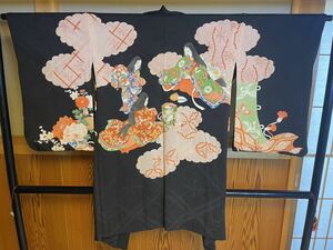 羽織 刺繍 美人画 花 アンティーク着物帯 絹 正絹 アンティーク レア リメイク 帯 レトロ 大正ロマン 