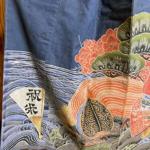 祝い 着物 法被 長寿 半纏 藍染め 木綿 野良着 藍染 アンティーク インディゴ Japanese Vintage Antique 着物 帯 リメイク はっぴ の画像5