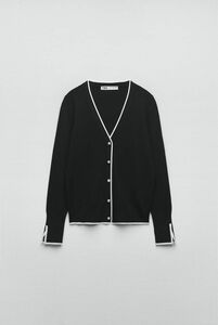 【最終値下げ】ZARA／パールボタンカーディガン