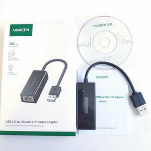 「一円スタート」UGREEN USB-A 2.0 to RJ45 (100Mbps) 有線LANアダプター CR110 P/N:20254 「1円」AKI01_2046
