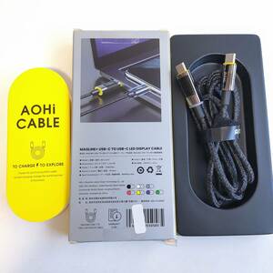 「一円スタート」AOHI 140W USB C-USB Cケーブル LEDディスプレイ表示 1.2m AOC-L010「1円」AKI01_2073