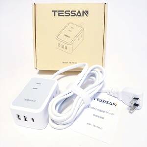 「一円スタート」TESSAN 電源タップ 延長コード2m USBポート付き TS-708-C「1円」AKI01_2081