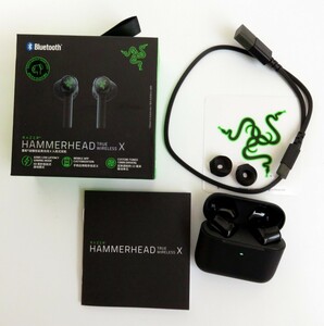 【1円スタート】Razer Hammerhead ワイヤレス ゲーミングイヤホン 最大28時間バッテリー持続 1円 TER01_1208