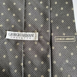 GIORGIO ARMANI(ジョルジオアルマーニ)グレーマイクロスクエアドットネクタイ