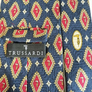 TRUSSARDI( Trussardi ) темно-синий красный diamond Logo рисунок галстук 