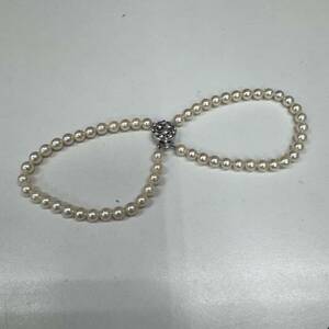 44552-180　パール　pearl　ブレス　腕回り17ｃｍ　　玉5.9ｍｍ　　送料180円～　綺麗　黄ばみなし