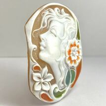 ●シェルカメオ8.5g●m 42.5ct 約54.8×40.3mm 貴婦人 CAMEO 花 アンティーク stone 繊細 ルース 宝石 物_画像2