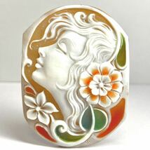 ●シェルカメオ8.5g●m 42.5ct 約54.8×40.3mm 貴婦人 CAMEO 花 アンティーク stone 繊細 ルース 宝石 物_画像1