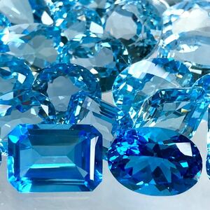 ●天然ブルートパーズ30点おまとめ200ct●m ルース 裸石 ジュエリー ブルートパーズ jewelry blue topaz DF0 ①