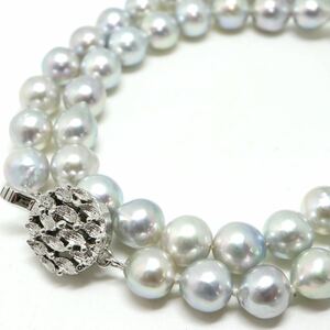 ●アコヤ本真珠ネックレス●M 34.4g 45cm 7.5-8.0mm珠 パール pearl necklaces silver ジュエリー DE0